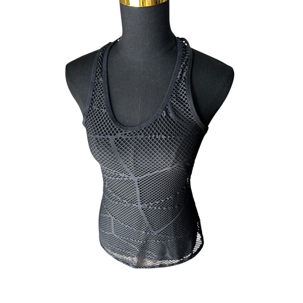Fabletics Women’s Black Mesh Tank Top – Athletic / Festival Style Size Small